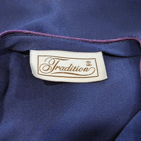 Vintage Traditions Sheer Navy Blazer Cardigan Sequin Sleeve Detail Woman Large - Picture 4 of 7